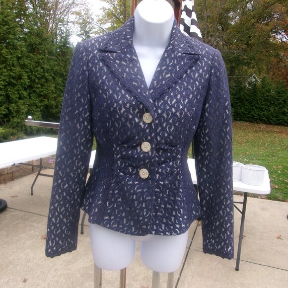 Kay Unger Jackets & Blazers - NWOT KAY UNGER GORGEOUS NAVY LACE BLAZER 2
